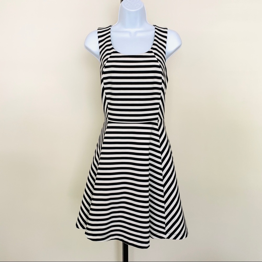 Express Fit and Flare Black & White Dress 👗